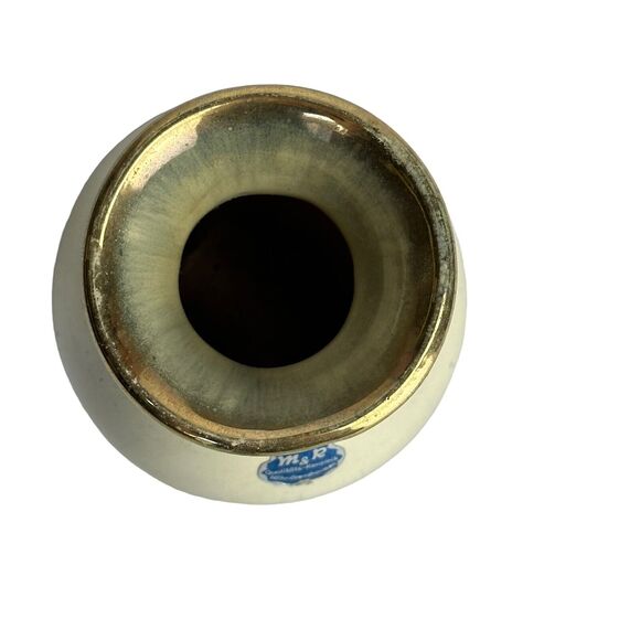 m&r west Germany art pottery vase 8010 Small 4 In. Metallic Gold Drip Graze - Picture 7 of 9